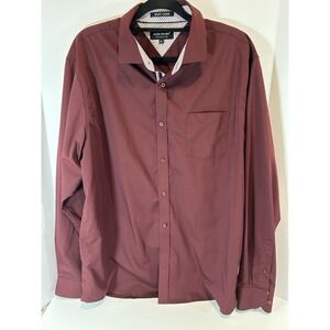 Men's  Shirt Sz XL Red Alex Vando Button Down Dress Long Sleeve Microfiber
